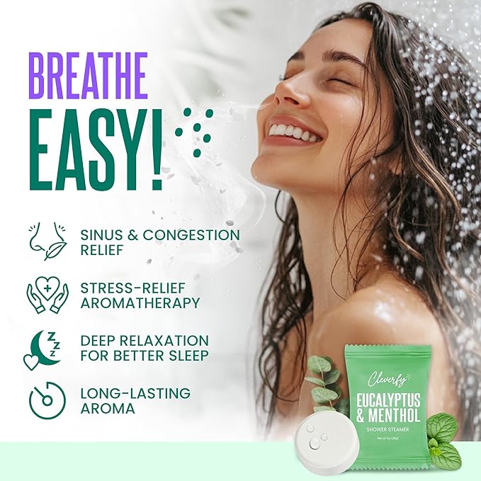 Cleverfy Eucalyptus for Shower Steamers Aromatherapy - Valentines Day Gifts for Her, Him, Women, Daughter, Mom, Girlfriend, Wife, Teen Girls - Valentines Gifts for Her, Him, Women and Men - 18 Tablets