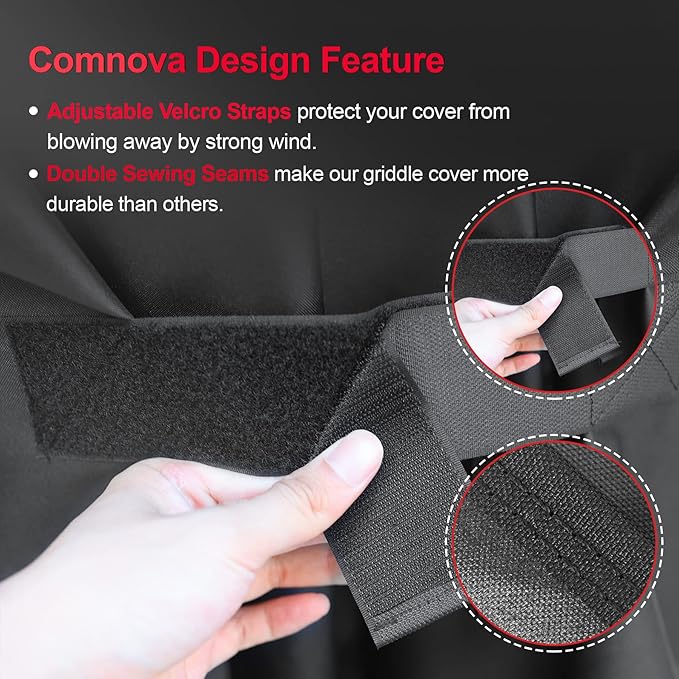 Comnova Grill Cover 58 Inch - 600D BBQ Gas Grill Cover Waterproof Heavy Duty, Premium Barbecue Covers for Weber Genesis 300 Series Grill, Char-Broil, Monument, Brinkmann, Dyna-glo, Nexgrill and More