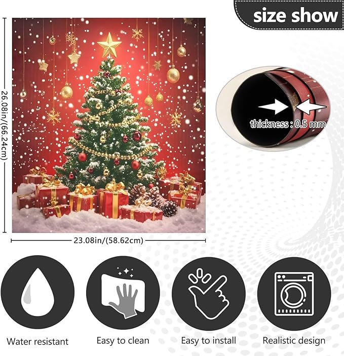 Christmas Tree Dishwasher Magnet Cover Panel,Xmas Balls Red Magnetic Dishwasher Covers Refrigerator Sticker Decal Christmas Decorative Washing Machine Cover for Home Kitchen,23x26in