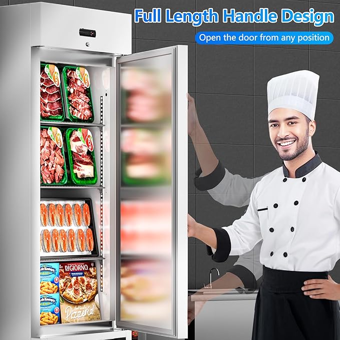 27" W Commercial Freezer, 21 Cu.ft Stainless Steel Reach-in Upright Freezer with Single Solid Door and 3 Adjustable Shelves for Restaurant, Commercial Kitchen, ETL Approved