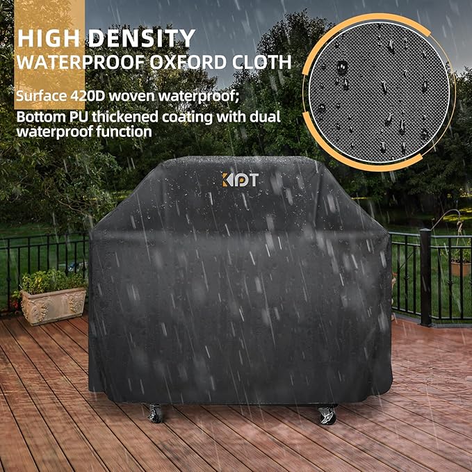 KPT 72 Inch Grill Cover for Outdoor Grill - Heavy Duty Waterproof 420D BBQ Cover with Hook, Air Vent, Buckle - Gas Grill Cover, UV & Fade Resistant, BBQ Grill Cover for Weber, Nexgrill, Char Broil