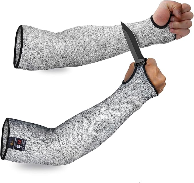 Evridwear Protective Arm Sleeves Cut Resistant Farmers Sleeves for Men Work, Gardening, Farming, Arm Protectors for Thin Skin and Bruising (Large, With Thumb Hole)