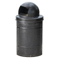 55 Gallon Perforated Recycle Container with Plastic Dome Lid, Steel Outdoor Heavy-Duty Commercial Trash Can, Black Round Waste Bin, Durable Garbage Can for Municipalities, Schools, Parks, Parking