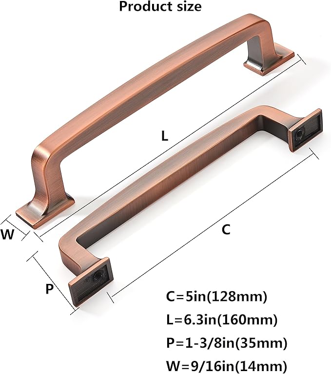 Khtumeware 10-Pack 5-Inch Brushed Antique Copper Cabinet Pulls and Drawer Handles - Handles for Cabinets and Cupboards