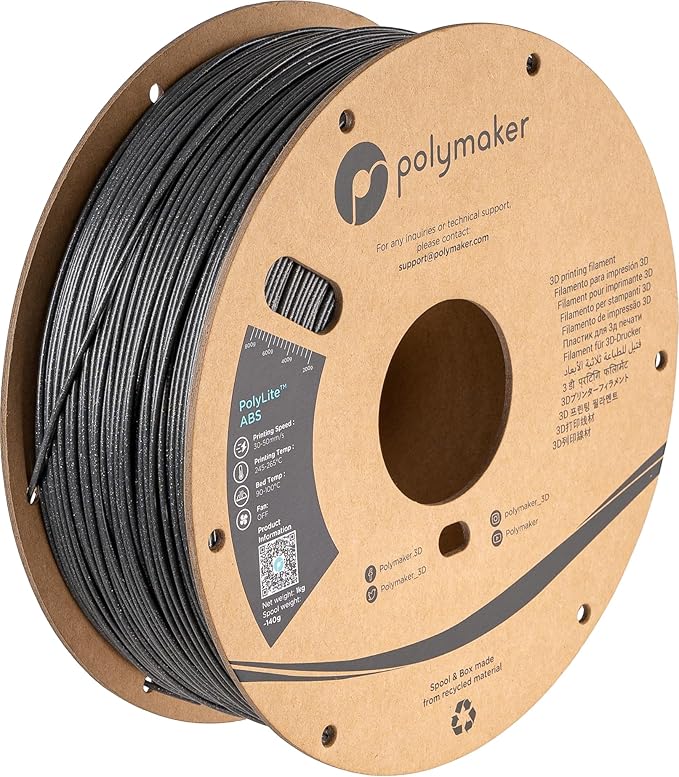 Polymaker Glitter ABS Filament 1.75mm, Galaxy Dark Gray 3D Printer Filament 1.75mm Heat Resistant 1kg - Twinkling ABS 3D Printing Filament, Strong & Durable, Dimensional Accuracy +/- 0.03mm