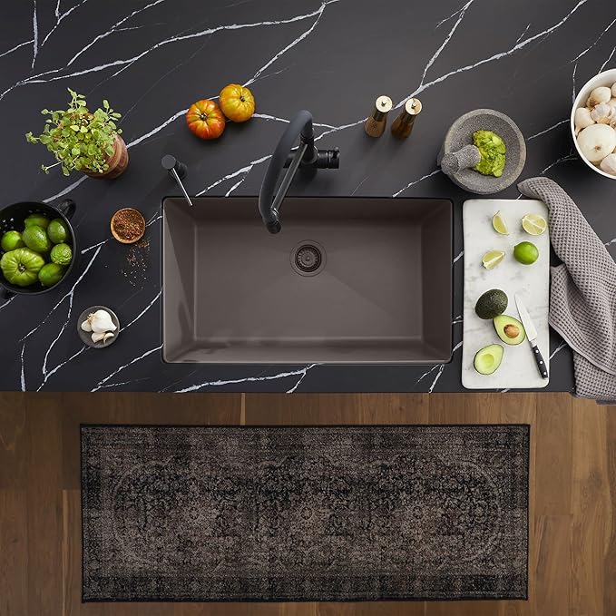 BLANCO 443120 Precis Silgranit 30” Single Bowl Undermount Kitchen Sink, Volcano Gray