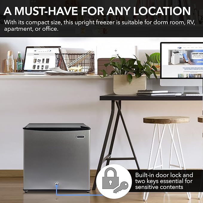 Whynter CUF-112SS Mini, Energy Star Rated Small Upright Freezer with Lock, Stainless Steel -1.1 Cubic Feet