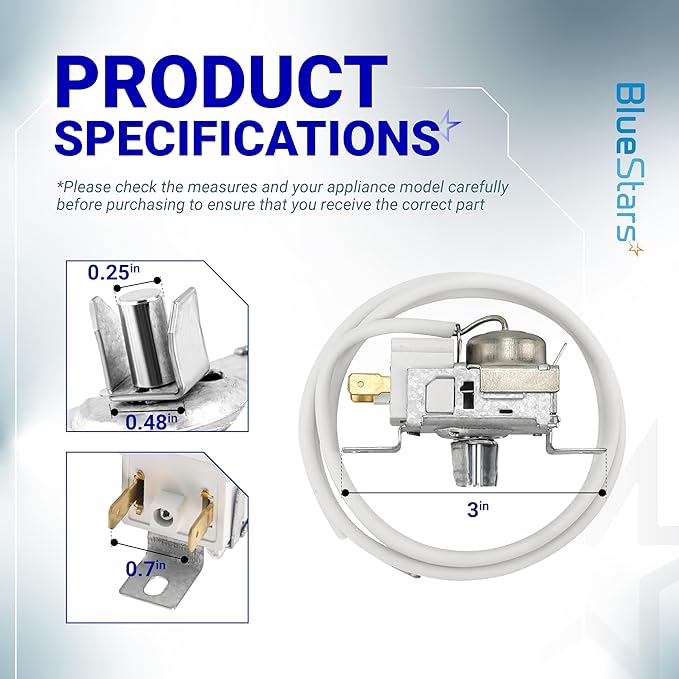 UPGRADED 2198202 Refrigerator Cold Control Thermostat Replacement - Compatible with Whirlpool & Kenmore Refrigerators - Replaces 2161284 2198201 PS11739232 AP6006166 WP2198202 161284 1110552