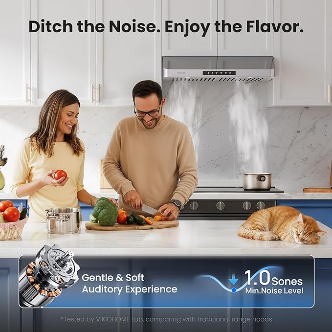Range Hood 42 Inch Under Cabinet, 980CFM Fast Venting Ducted, Kitchen Hood With 3 Speed Gesture Sensing & Touch Control, Stainless Steel Stove Hood With LED Light And 2 Baffle Filters