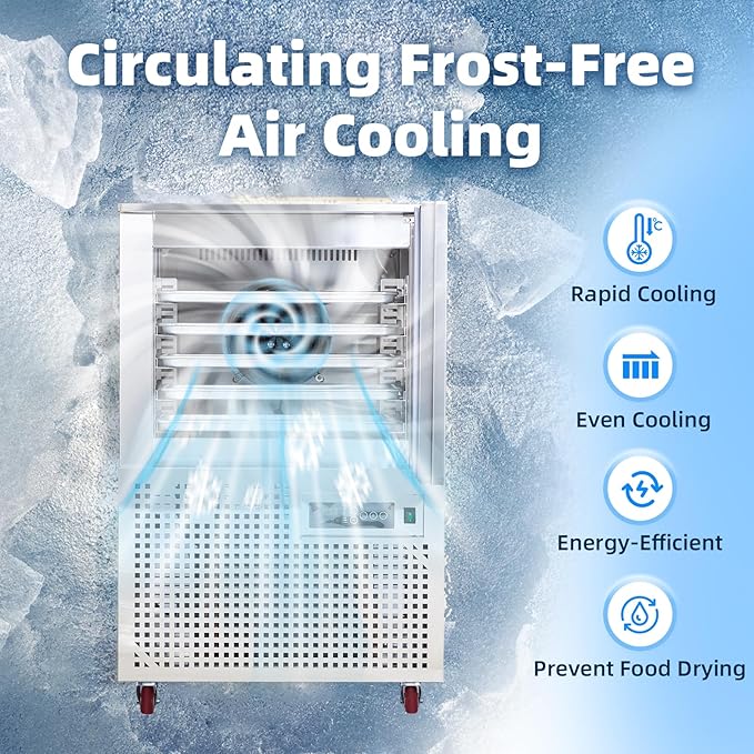 Commercial Blast Chiller 5 Trays, Shock Freezing Blast Chiller & Freezer Heavy Duty, Flash Freezer for Ice Cream, Seafood, Desserts, Meat-Lowest Temperature -40°C
