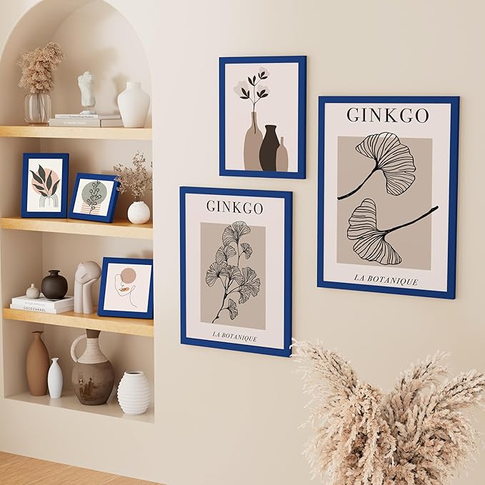 Vittanly 11x14 Picture Frame, Solid Wood Frame with Plexiglass, Includes 8x10 Mat, Wall Hanging for Photos, Home Decor, Royal Blue, 1 Pack