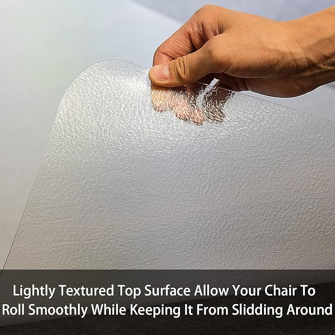 Office Chair Mat for Hardwood Floor, 48”x 30” Vinyl Desk Chair Mat Clear Floor Protector Mat for Rolling Chair Office & Home, Easy Glide and Flat Without Curling