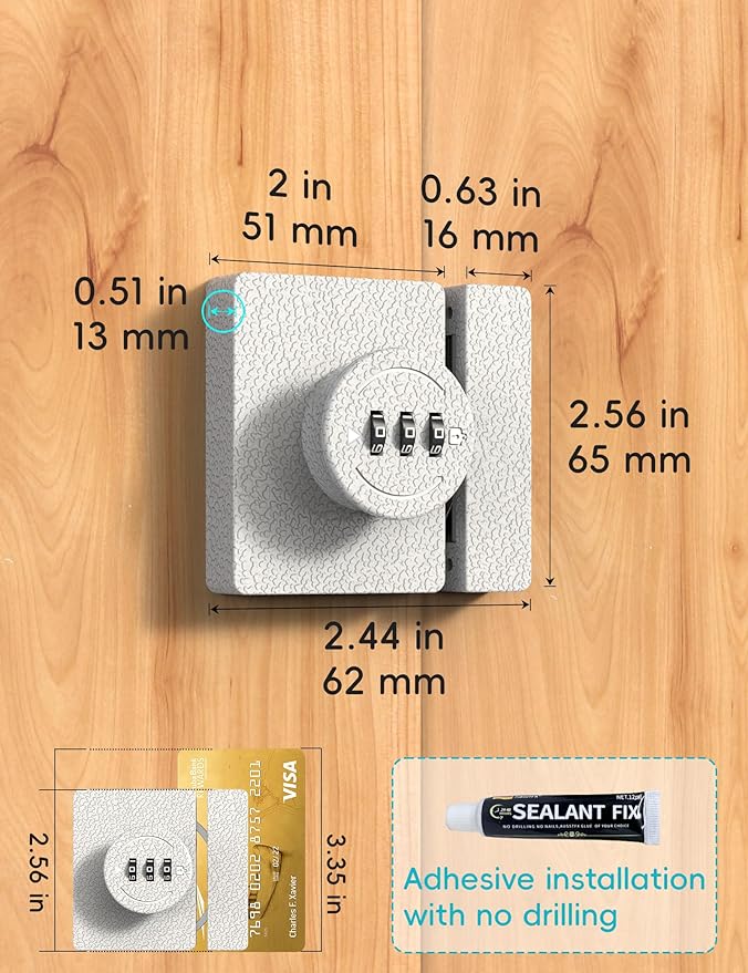 Keyless Combination Cabinet Lock, Anti-Pry 3-Digit Security for Swinging/Sliding Door, Drawer, Cupboard, Locker, Closet, Child Safety, Easy Installation (White, 2 Pack)