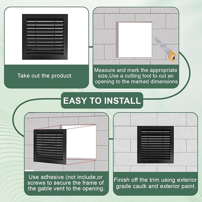 12"x12"Aluminum Gable Vent - Filter Screen for Removable,Vent Opening: 10" x 10"，Ideal for Attics and Sheds, Elevating Ventilation in Clean Spaces, Featuring a Refined Design