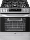 Kenmore 2276843 5.6 cu. ft. Front Control Gas Range Oven with 5 Burners - Fan Convection, Air Fry, Self Clean, Turbo Boil+, Chrome Racks, Cast Iron Grates, Wok Ring, LP Kit - Stainless Steel