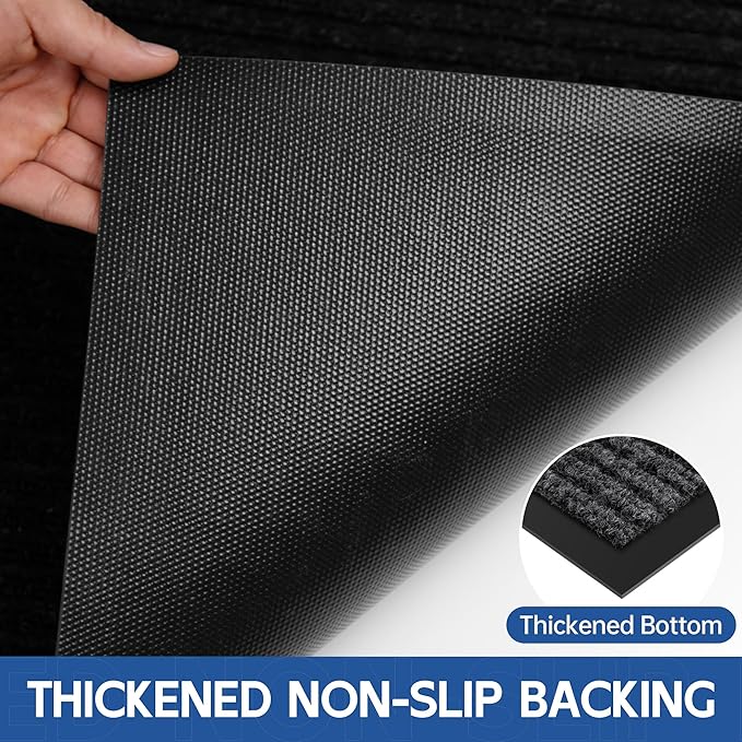 Front Door Mat, 4' x 8' Heavy Duty Indoor Outdoor Door Mat for Entryway, Commercial Door Mats Entrance, Low Profile Welcome Mats Non-Slip, Durable Rubber Backing Entry Mat for Patio, Home