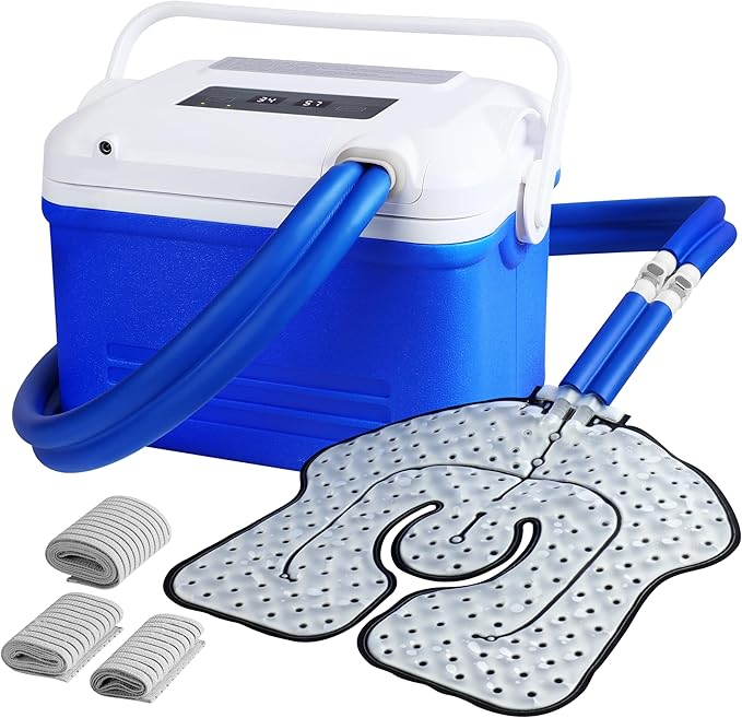 Cold Therapy Machine for Knee & Shoulder, Pain Relief, Post-Surgery Recovery, Cryotherapy for Muscle Recovery, Sports Injuries, Digital Timer, Quiet Pump, Universal Ice Pad