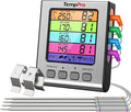 TempPro TP17H Digital Meat Thermometer with 4 Temperature Probes, HI/Low Alarm Smoker Food Thermometer with Colored Backlit LCD, BBQ Thermometer for Cooking Grill Kitchen Oven (Previously ThermoPro)