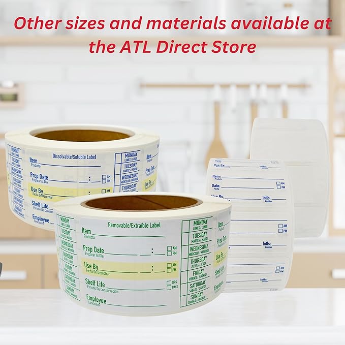 2x1 Dissolvable Food Labels, 500 Label Stickers, Bottle Labels for Storage Bins, Sticker Labels for Food containers, (500, Green)