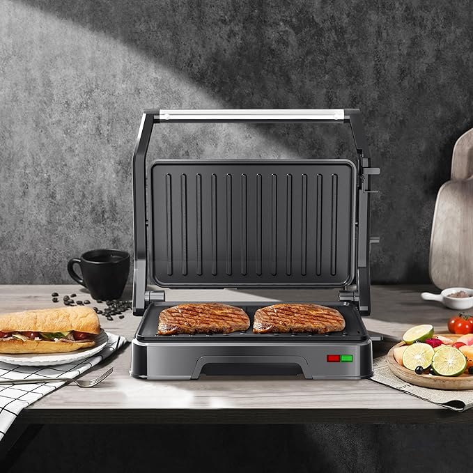 Panini Press Grill & Sandwich Maker - 2-Slice, 180° Adjustable Hinge, Non-Stick Iron Plates for Panini, Quesadilla, Waffle & More, Easy to Clean, 850W Electric Griddle, Perfect for Kitchen
