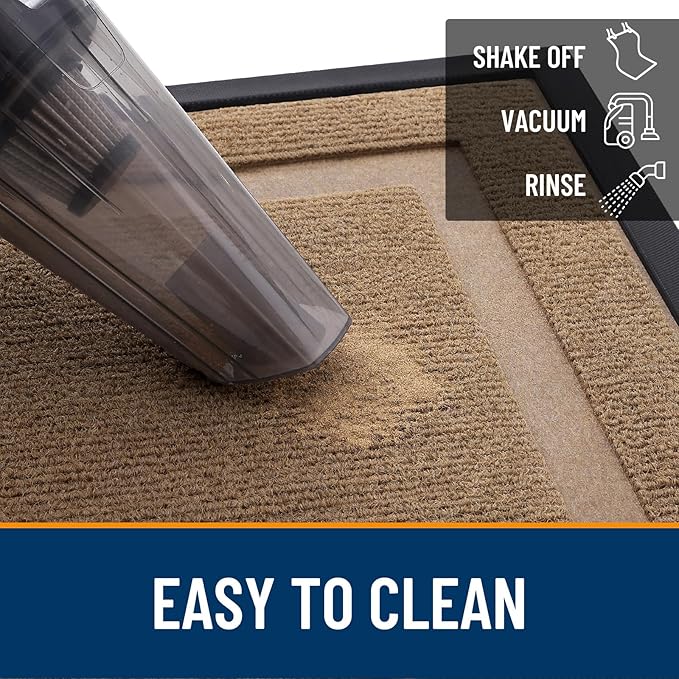 OLANLY Front Door Mat Indoor Outdoor Entrance, Waterproof All-Season, All-Weather Doormat, Sturdy Natural Rubber, Fade Resistant, Low Profile, Easy Clean Patio Porch Entryway Mat, 59x40, Light Borwn