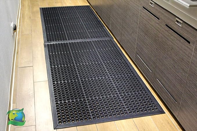 Envelor Anti Fatigue Mat 2 Pack Rubber Floor Mats Door Mat Non Slip Drainage Mat for Entryway, Kitchen, Restaurant, Garage, Heavy Duty Use Doormat, Commercial Floor Mat Industrial 36 x 60 Inches