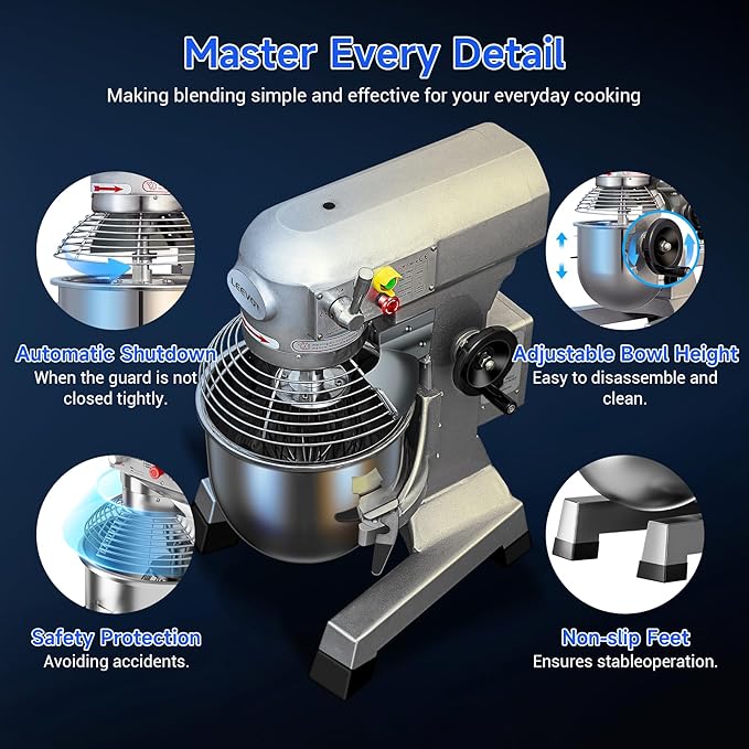 Commercial Food Mixer 15 Qt with Timing Function,600W Commercial mixers 3 Speed Adjustable,Electric Stand Commercial Dough Mixer with Stainless Steel Bowl for Bakery Pizzeria