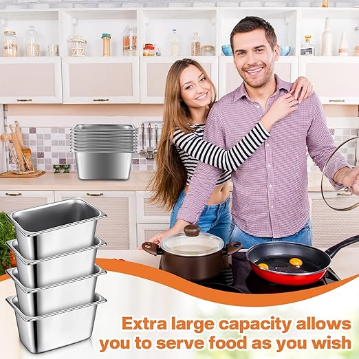 Rtteri 22 Pcs 1/9 Size 4 Inch Deep Stainless Steel Hotel Pans Set: 16 Metal Buffet Steam Table Pans with 2 Tongs & 4 Spoons – Stackable & Anti Jam, Commercial Restaurant Catering Kitchen Food Prep