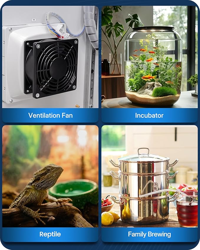 Digital Temperature Controller Outlet, 15A/1800W Heavy Duty Thermostat Plug, VA LCD Display, Heating/Cooling Control, -40°F~210°F, 4 Timer Modes, for Greenhouse Incubator Homebrew B01TC06
