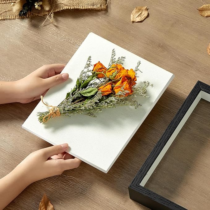 8x10 Shadow Box Display Case Picture Frame with Soft Linen Back,Large Deep Black Shadow Box 8x10 for Flowers Medal Display Case Jersey pet Graduation Memorabilia Ltems Crafts Photos