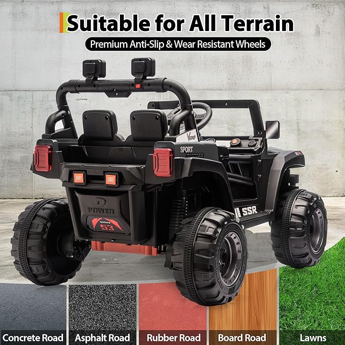 12V Kids Ride on Car, Electric Ride on Truck w/Parent Remote, Spring Suspension, Bluetooth Music, LED Light, 4.1Mph Max Speed, 3 Speeds, Battery Powered Vehicles for Kids Toddler Age 3-8, Black