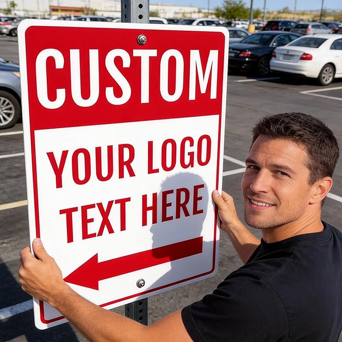 Large Custom Outdoor Metal Sign for Business Shop Wall Display, 24x18 Inch, Rust-Free Aluminum Weather Resistant, Waterproof, Durable Ink, Easy to Mount