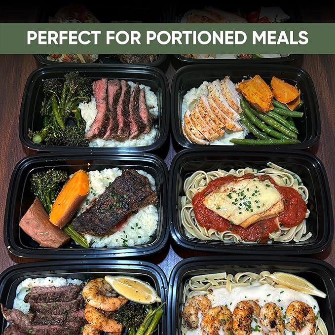 24 oz 50 Pack Meal Prep Containers BPA Free Leakproof Stackable Food Storage Containers with Lids, Microwave & Dishwasher Freezer Safe Reusable To Go Containers Bento Box Style Take Out Clear Plastic