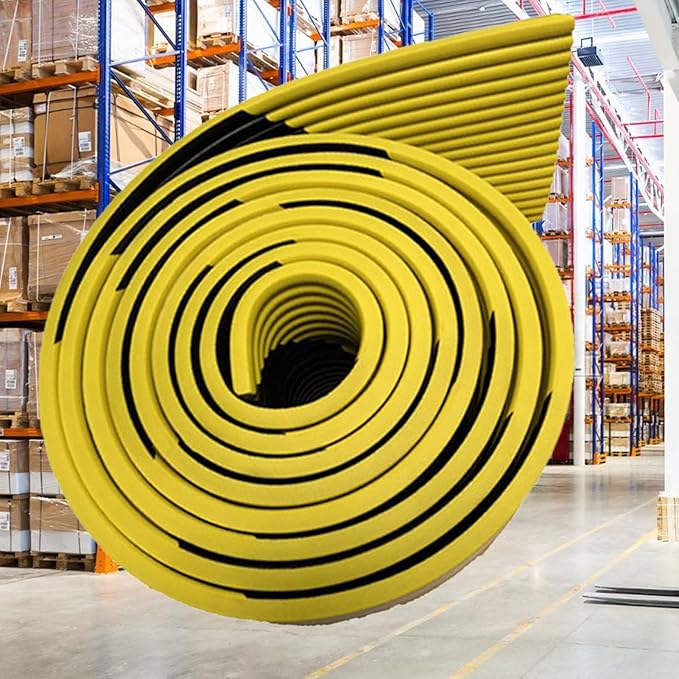 Heavy Duty Wall & Corner Guards 5m Corrugated Self-Adhesive NBR Rubber Protection with Yellow/Black Stripes for Parking Columns & Garage Safety(10PCS,10 cm)