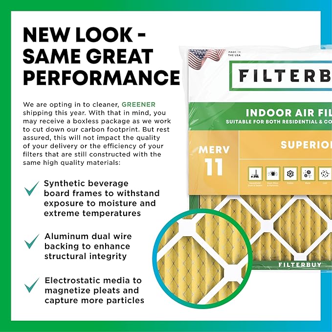 Filterbuy 23x23x1 Air Filter MERV 11 Superior Pet & Allergy Defense (3-Pack), Electrostatic Pleated HVAC AC Furnace Filters Replacement, Made in USA (Actual Size: 22.50 x 22.50 x 0.75)