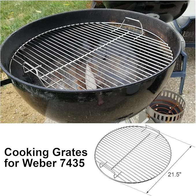 Outapark Grill Grate Replacement Parts for Weber 22'' Kettle Charcoal Grill,22 Inch Charcoal Kettle Accessories for Weber 7435 7441,One-Touch Cleaning System Kit for Weber 7444,Stainless Steel