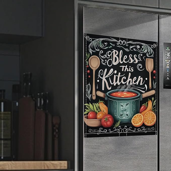 Magnetic Dishwasher Cover,Bless This Kithcen Reusable Dishwasher Magnetic Cover Decorative Door Covers Panel for Home Kitcen 23" x 26"