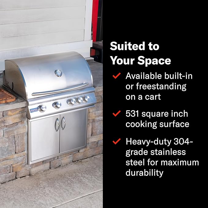 Blaze Gas Grill | 32-inch Built-in Natural Gas Grill | 4 Burner BBQ | Premium Outdoor Kitchen Grilling Experience | Best in Class Warranty | LTE+ | BLZ-4LTE3-NG