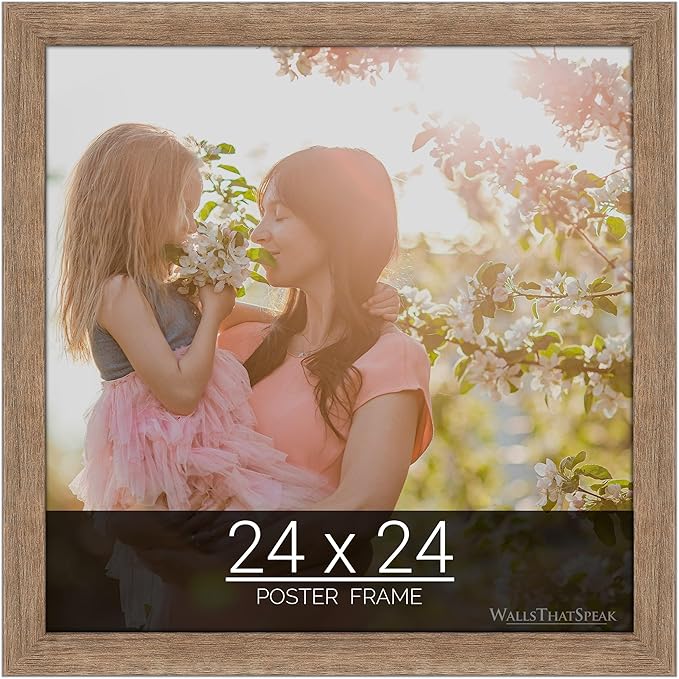 wallsthatspeak 24x24 Brown Barnwood Picture Frame for Puzzles Posters Photos or Artwork