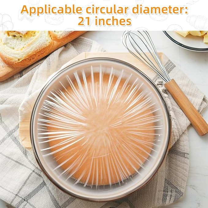 100 Extra Large Plastic Bowl Covers for Proofing Dough, Fits Bowls up to 21 Inch, Baking Pan Covers, Elastic Plastic Bowl Covers for Baking Pans/Pizza Dough Proofing Baking Supplies Accessories.