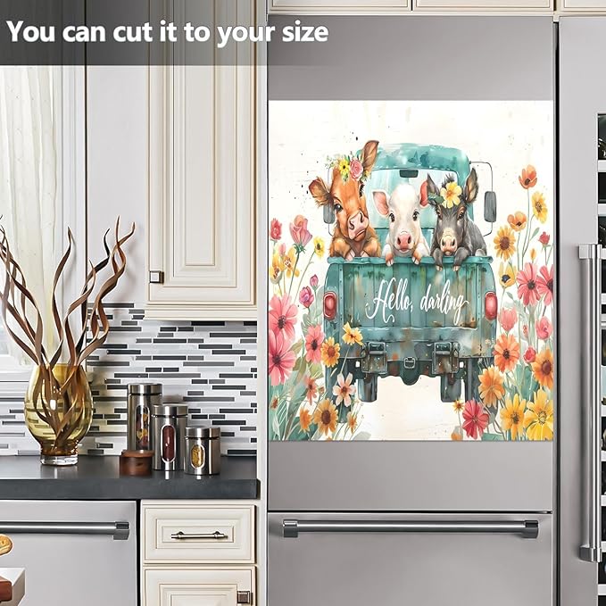 Highland Cow Pig Donkey Truck Dishwasher Magnet Cover Sticker Magnetic Refrigerator Panel Front Door Fridge Microwave Decal