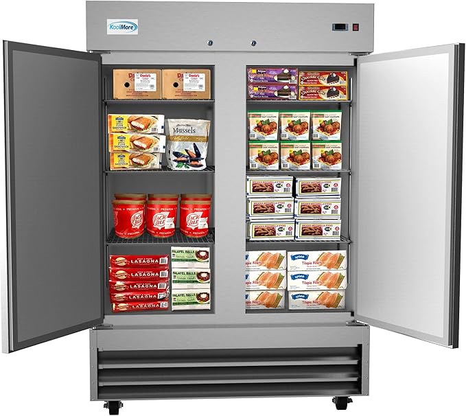 KoolMore - RIF-2D--SS 54" 2 Door Stainless Steel Upright Commercial Reach-in Freezer - 47 cu. ft (RIF-2D-SS)