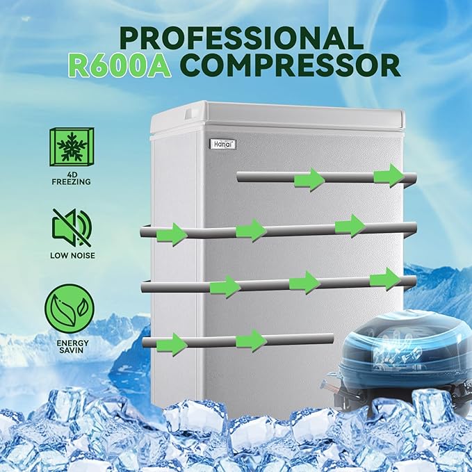 Chest Freezer Small Deep Freezers WANAI 3.5 Cubic Feet Mini Freezer White Free-Standing Top Door Freezer Removable Storage Basket Compact 7 Temperature Control for Office Dorm or Apartment