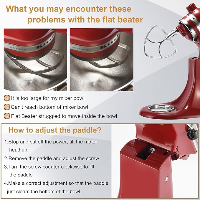 Stainless Steel Flat Beater for KitchenAid 4.5qt-5qt Tilt-Head Stand Mixer, Fit forClassic, Classic Plus and Artisan Mixer K45SS, KSM75, KSM90, KSM110, KSM125, KSM150, Heavy Duty and Dishwasher Safe