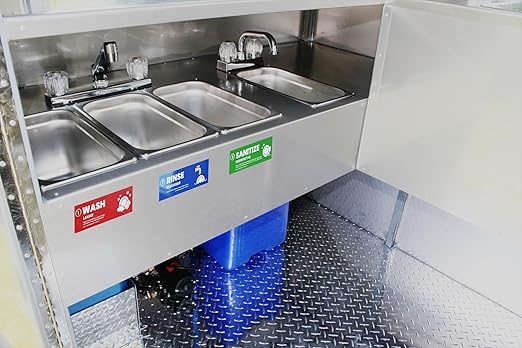 [Enhanced] Wash Rinse Sanitize Sink Labels | 3 Compartment Sink Stickers | Training Labels for Dishwashing | Food Service, Restaurant, Commercial Kitchen (1 Set: 6 x 2 in)