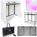 AxcessAbles Portable White DJ Facade Booth with Carry Case – 40" x 20" Tabletop, Steel Frame, and White Scrim | White DJ Table | Event Booth (ES-01X)