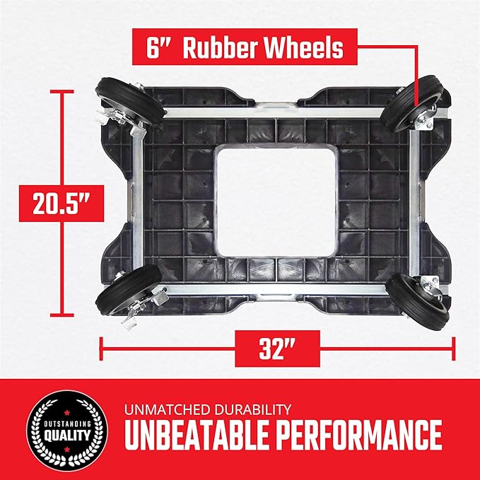 SNAP-LOC, All Terrain, Moving Dolly 4 Wheels Panel Cart with Panel Bars, Heavy Duty Dolly Cart, 6 Inch Casters, E Strap Attachment Included, 1,500 lb Capacity, Made in USA, Black