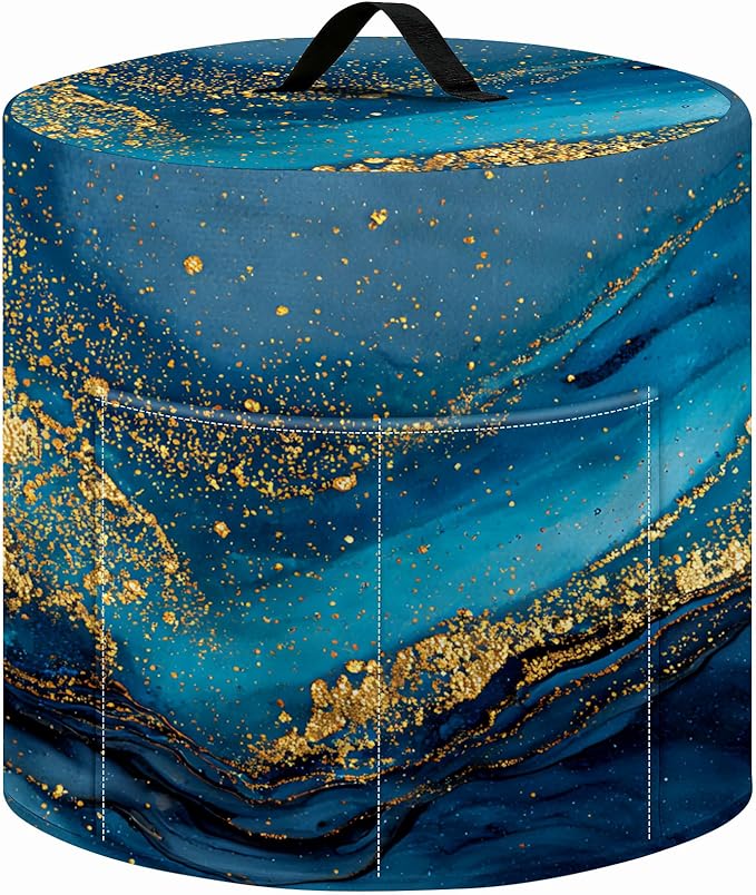 Kitchen Appliance Accessories Dust Cover for 3-6-8 Quart Instant Pot, Pressure Cooker, Air Fryer & Crock Pot,Decorative Appliance Cloth Cover with Top Handle & Storage Pockets (Deep Blue, 6 Quart)
