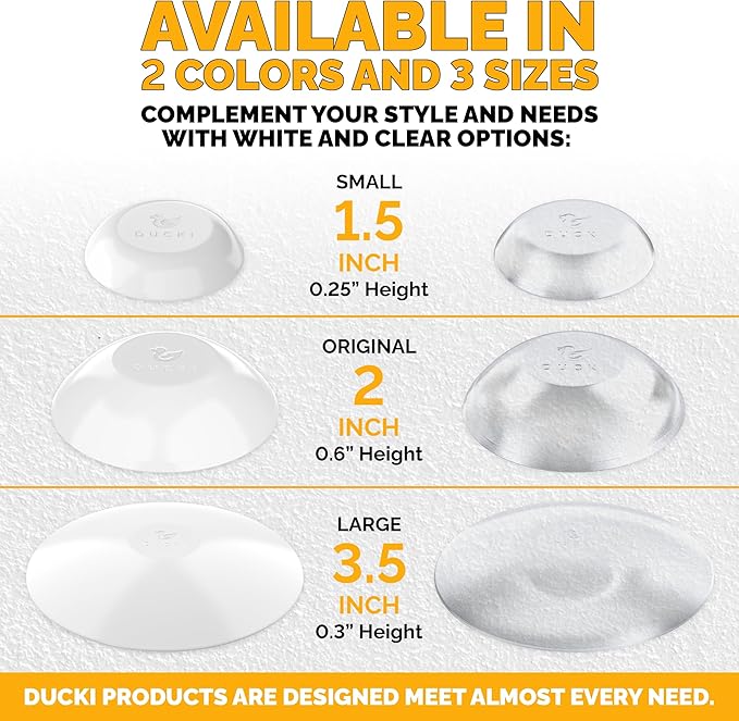 Ducki Door Wall Bumper Protector - Self Adhesive Stopping Shield Prevents Damage & Noise for Knob Handle, Refrigerators, Furniture Home or Office, Shock Absorbing, Discreet, Reusable - 4 Pack Clear