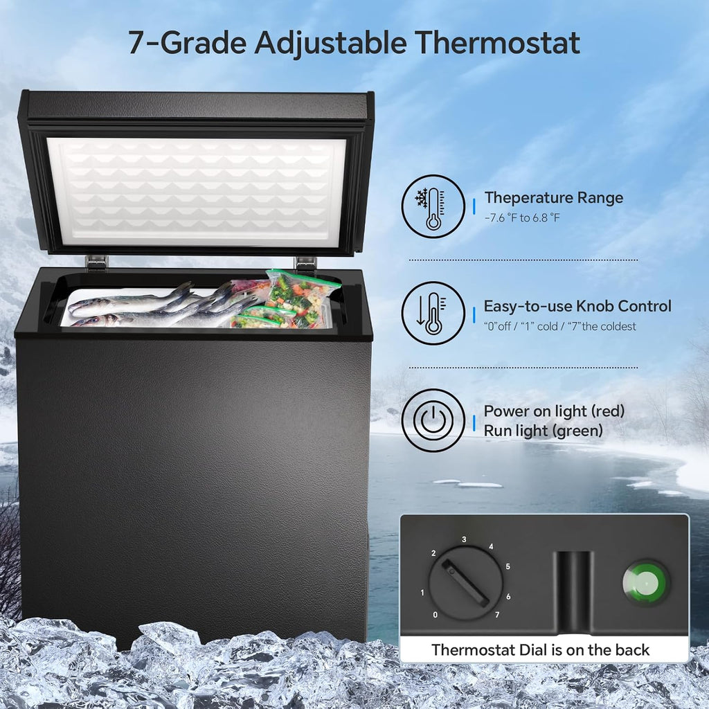 Kismile 2.0 Cubic Feet Chest Freezer, Compact Deep Freezer for Home, Black